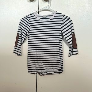 White striped half long/half short sleve